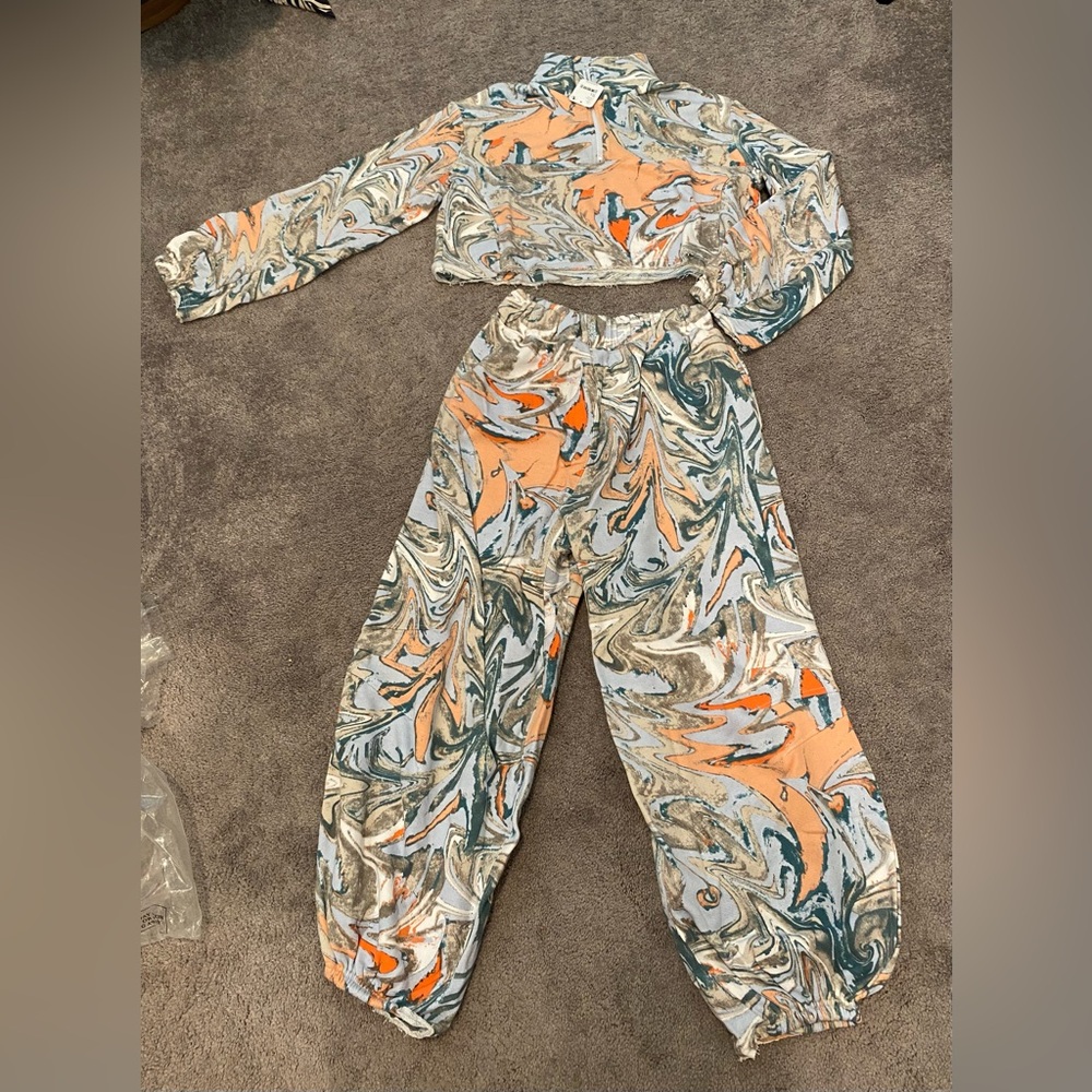 Free People Stylish Marble Print Jumpsuit XS